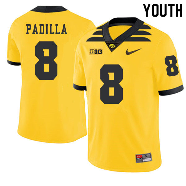 2019 Youth #8 Alex Padilla Iowa Hawkeyes College Football Alternate Jerseys Sale-Gold